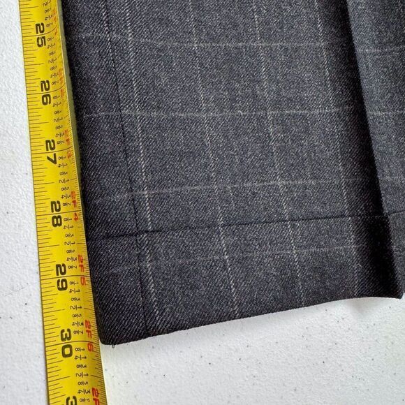 T Harris Wool Dress Pants Mens 36 Gray Plaid Business Casual Office Wedding - Picture 15 of 16